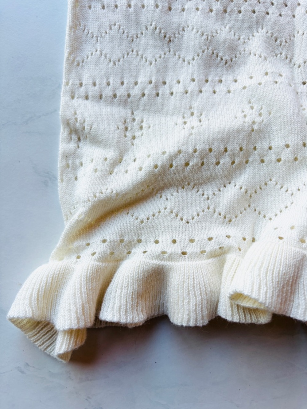 NWT Anthropologie LyreBird Pointelle Ruffle Knit Shorts Ivory Size S - Picture 9 of 9